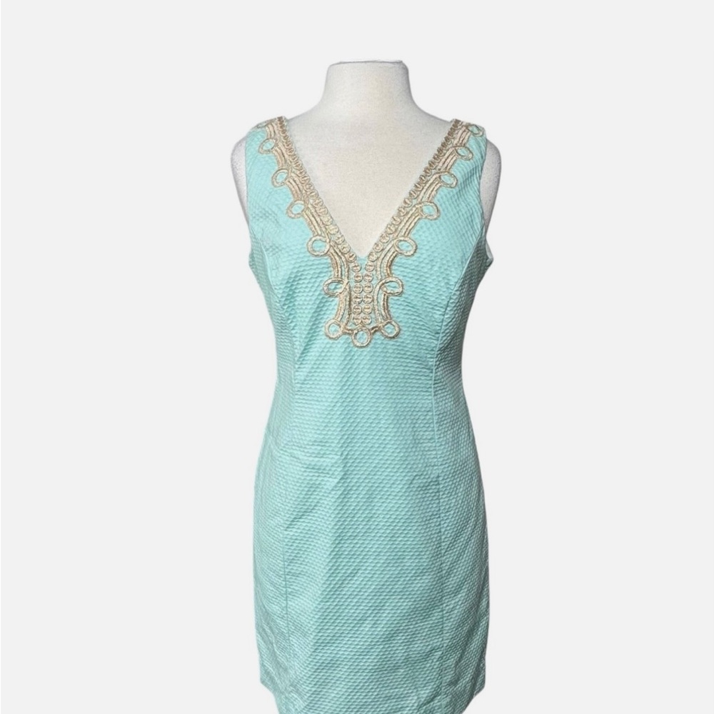 NWOT Lilly Pulitzer Bentley Shift Dress, Mint & Gold, Fully Lined